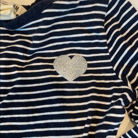 H&M blue striped dress w glitter heart - Picture 4 of 4